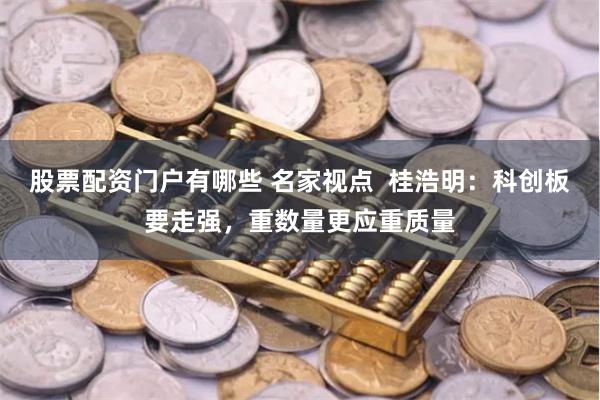 股票配资门户有哪些 名家视点  桂浩明：科创板要走强，重数量更应重质量